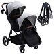 Gaomon Double Pram Rail Tandem Pram, Large Storage Basket And Canopy, Light Grey