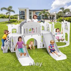 JOYLDIAS 10 IN 1 Kids Double Slide & Swing Playset Toddler Playground Baby Gifts