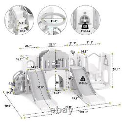 JOYLDIAS 10 IN 1 Kids Double Slide & Swing Playset Toddler Playground Baby Gifts