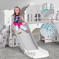 JOYLDIAS 10 IN 1 Kids Double Slide & Swing Playset Toddler Playground Baby Gifts