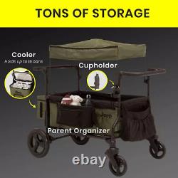 Kids Stroller Wagon Canopy with Cooler Bag and Parent Organizer Car Seat Adapter