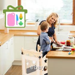 Kitchen Helper Stool for Toddlers Kids Foldable Baby Step Stand Learning Tower