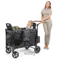 LALAHO Folding Stroller Wagon for 2 Kids, Face to Face High Seat with Canopy