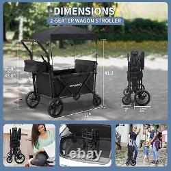 MOONCOOL Folding 2 Seater Stroller Wagon with 5-Point Harness and Removal Canopy