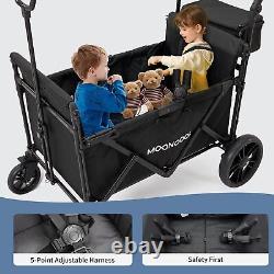 MOONCOOL Folding 2 Seater Stroller Wagon with 5-Point Harness and Removal Canopy