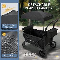 MOONCOOL Folding 2 Seater Stroller Wagon with 5-Point Harness and Removal Canopy