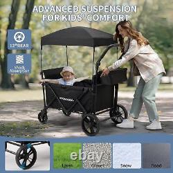 MOONCOOL Folding 2 Seater Stroller Wagon with 5-Point Harness and Removal Canopy