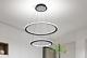 Modern Led Strip Chandelier 2-ring Dimmable Hanging Ceiling Light Remote Black