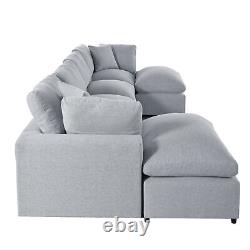 Modern Large U-Shape Sectional Sofa, 2 Large Chaise with Removable Ottomans