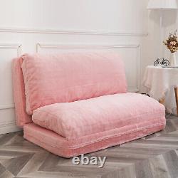 N&V Folding Mattress Sofa, Foam Filler Sofa Bed, Bean Bags Floor Bed Sofa Pink