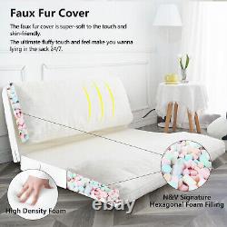 N&V Folding Mattress Sofa, Foam Filler Sofa Bed, Beanbag Floor Bed Sofa White