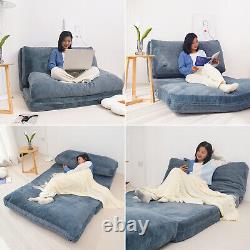 N&V Folding Sofa, Foam Filling Folding Sofa Bed, Bean Bag Floor Bed Sofa Blue