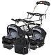 Newborn Baby Double Stroller Frame With 2 Car Seats Diaper Bag Twins Combo Set