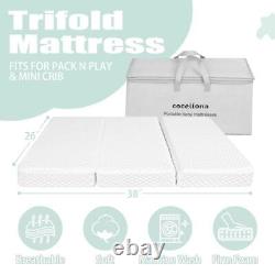 Pack and Play Mattress, 38x26 Trifold Pack n Play Mattress with Breathable