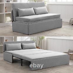 Pull Out Sofa Bed, Linen Convertible Sleeper Sofa with Foldable Mattress