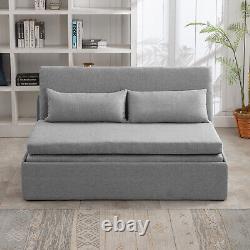Pull Out Sofa Bed, Linen Convertible Sleeper Sofa with Foldable Mattress