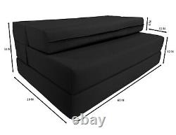 Queen Folding Foam Mattresses, Chair Lounger, Studio Beds, 6 x 60 x 80, Black