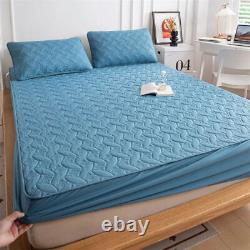Quilted Cotton Bedspread Elastic Mattress Cover Non-slip Fixing Fitted Sheets