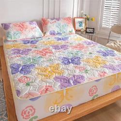 Quilted Cotton Bedspread Elastic Mattress Cover Non-slip Fixing Fitted Sheets