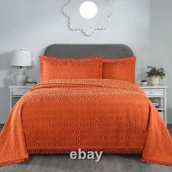 Remi Cotton Blend Jacquard Woven Geometric Fringe Bedspread & Pillow shams Set