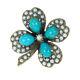 Rokuzan Sv Turquoise Baby Pearl Brooch And Pendant Top Flower Auth Free Shippi