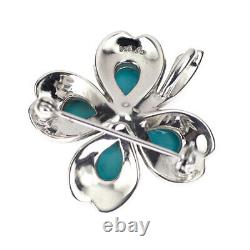 Rokuzan SV Turquoise Baby Pearl Brooch and Pendant Top Flower Auth free shippi