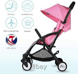 Tiny Wonders Single Baby Stroller with Dual-Brake Portable Lightweight Pink