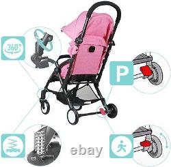 Tiny Wonders Single Baby Stroller with Dual-Brake Portable Lightweight Pink
