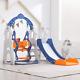 Toddler Slide Kids Slide And Swing Set, 4 In 1 Baby Slide Climber Playset With B