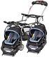 Unisex Baby Newborn Combo Travel System Double Stroller Frame With 2 Car Seats