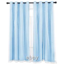 Voile Curtains Lace Double-Layer Blackout Window Curtain Drapes Princess Bedroom