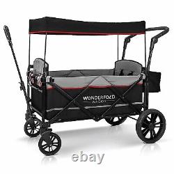WONDERFOLD X2 Push & Pull Double Stroller Wagon 2 Seater Toddler Kids