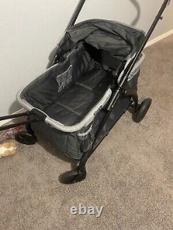 Wagon Stroller 2 Kids Large Capacity Push Pull with Canopy 9-in Rear Wheels
