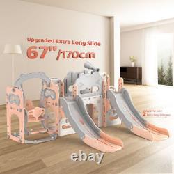 8 en 1 Enfants Double Toboggan Balançoire Aire de Jeux pour tout-petits Grimpeur Ensemble d'Intérieur/Extérieur