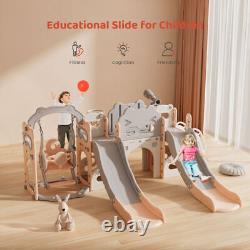 8 en 1 Enfants Double Toboggan Balançoire Grimpeur Aire de Jeux Cadeaux pour Enfants Intérieur/Extérieur