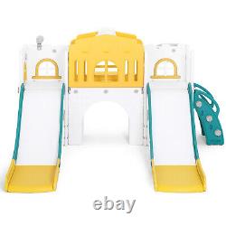 9 EN 1 Toboggan Double Enfants Aire de Jeux pour Tout-Petits Escalade Jeu de Plein Air Intérieur Extérieur