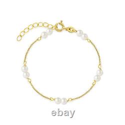 Bracelet pour bébé/enfant en perles de culture d'eau douce 5-6 Double 3mm en or 14 carats.