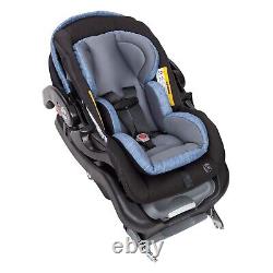 Cadre de poussette double combo bleu pour nouveau-né avec 2 sièges d'auto et sac à langer noir