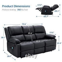 Canapé inclinable 3 places en cuir PU avec fauteuil inclinable manuel, canapé inclinable, siège de cinéma maison