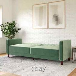Canapé-lit et futon en velours vert forêt, canapé en velours vert boutonné pour le salon
