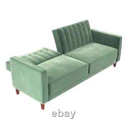 Canapé-lit et futon en velours vert forêt, canapé en velours vert boutonné pour le salon