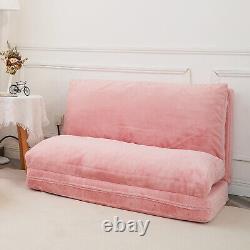 Canapé-lit matelas pliant N&V, canapé-lit rembourré en mousse, canapé-lit de sol en sacs de haricots rose
