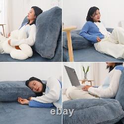 Canapé pliant N&V, Canapé-lit pliant avec rembourrage en mousse, Canapé-lit de sol en sac de fèves bleu