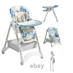 Chaise haute convertible 3 en 1 pour bébés et tout-petits, chaise haute bébé pliable bleue