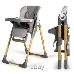 Chaise haute pliante pour bébé, chaise d'alimentation pour tout-petit avec doubles plateaux détachables