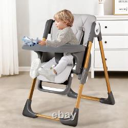 Chaise haute pliante pour bébé, chaise d'alimentation pour tout-petit avec doubles plateaux détachables