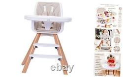 Chaise haute pour bébé avec double plateau amovible pour nourrissons / tout-petits, 3-en-1 crème