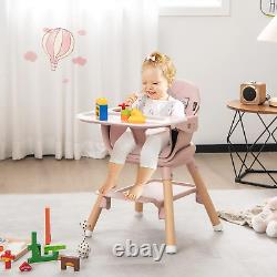 Chaise haute pour bébé, chaise haute en bois convertible 6 en 1 pour bébés et tout-petits avec...