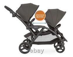 Contours Poussette double Tandem Optima Face à Face pour Bébés Gris Graphite