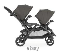 Contours Poussette double Tandem Optima Face à Face pour Bébés Gris Graphite